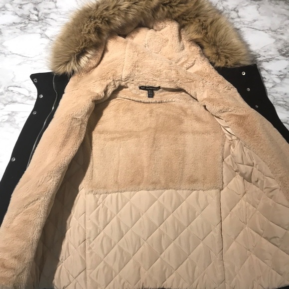 BLACK AND TAN JACKET WITH FUR HOOD - Picture 4 of 7